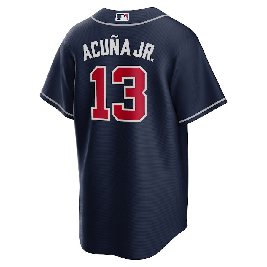 Ronald Acuna Jr. 13 Atlanta Braves Alternate Player Name Navy MLB Jersey Men's