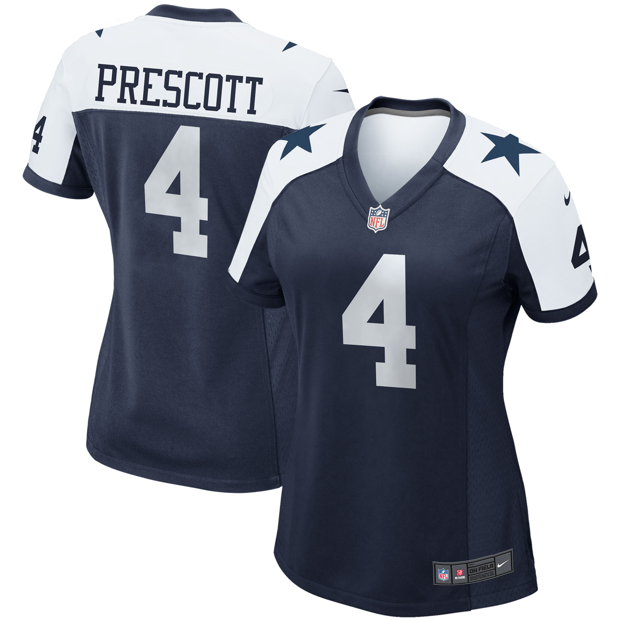 Dallas Cowboys Dak Prescott Navy Alternate Game Team NFL Jersey Women's