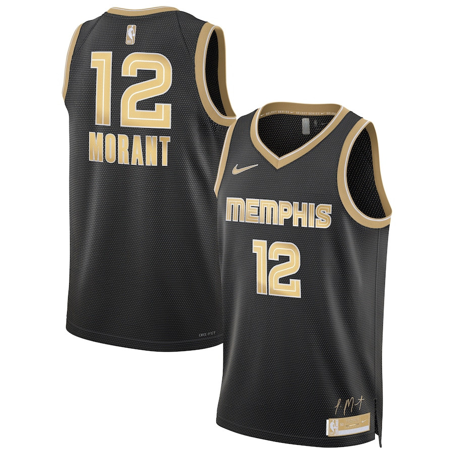 Ja Morant 12 Memphis Grizzlies Unisex Select Series Swingman Black NBA Jersey Unisex