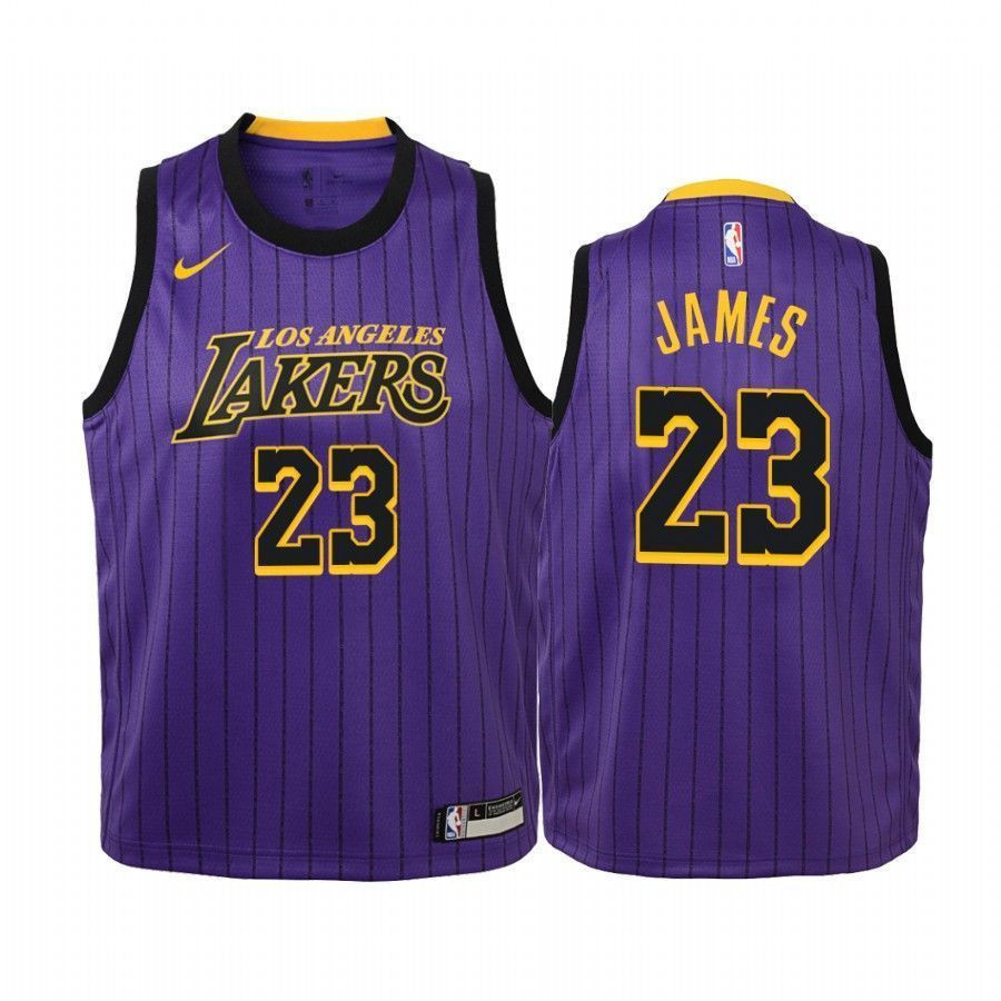 Los Angeles Lakers Lebron James 23 City NBA Jersey Youth