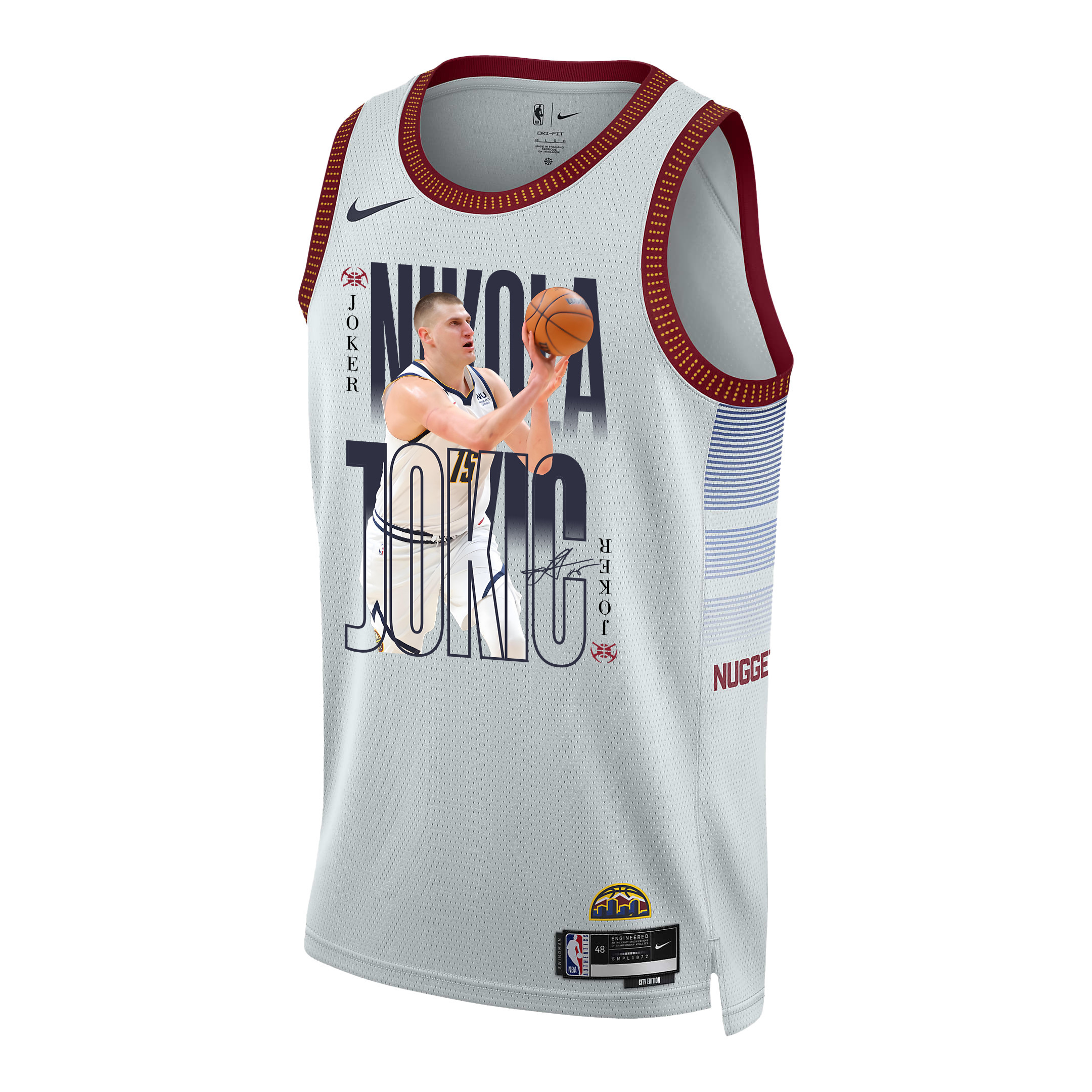 Nikola Jokic 15 Denver Nuggets Joker's Gold 2023 Champions Swingman White NBA Jersey Men's
