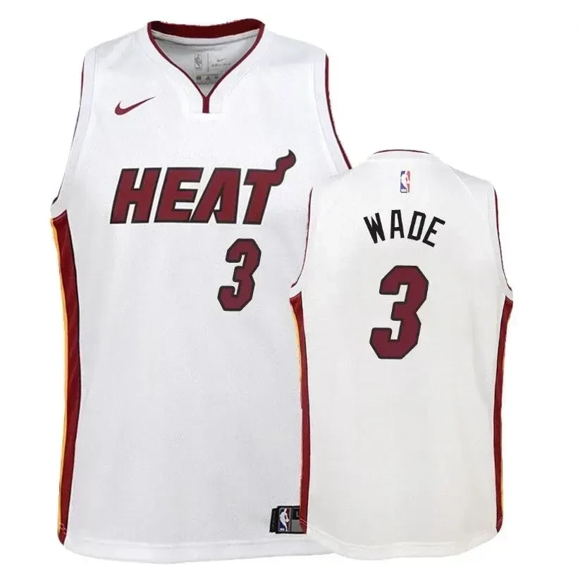 Miami Heat Dwyane Wade 3 Associatio White NBA Jersey Youth