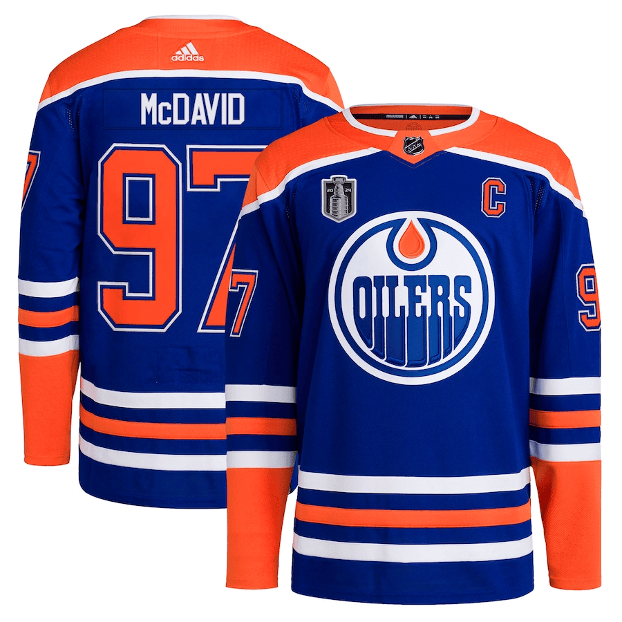 Connor McDavid 97 Edmonton Oilers 2024 Stanley Cup Final Home Primegreen Player ??Royal NHL Jersey Men's