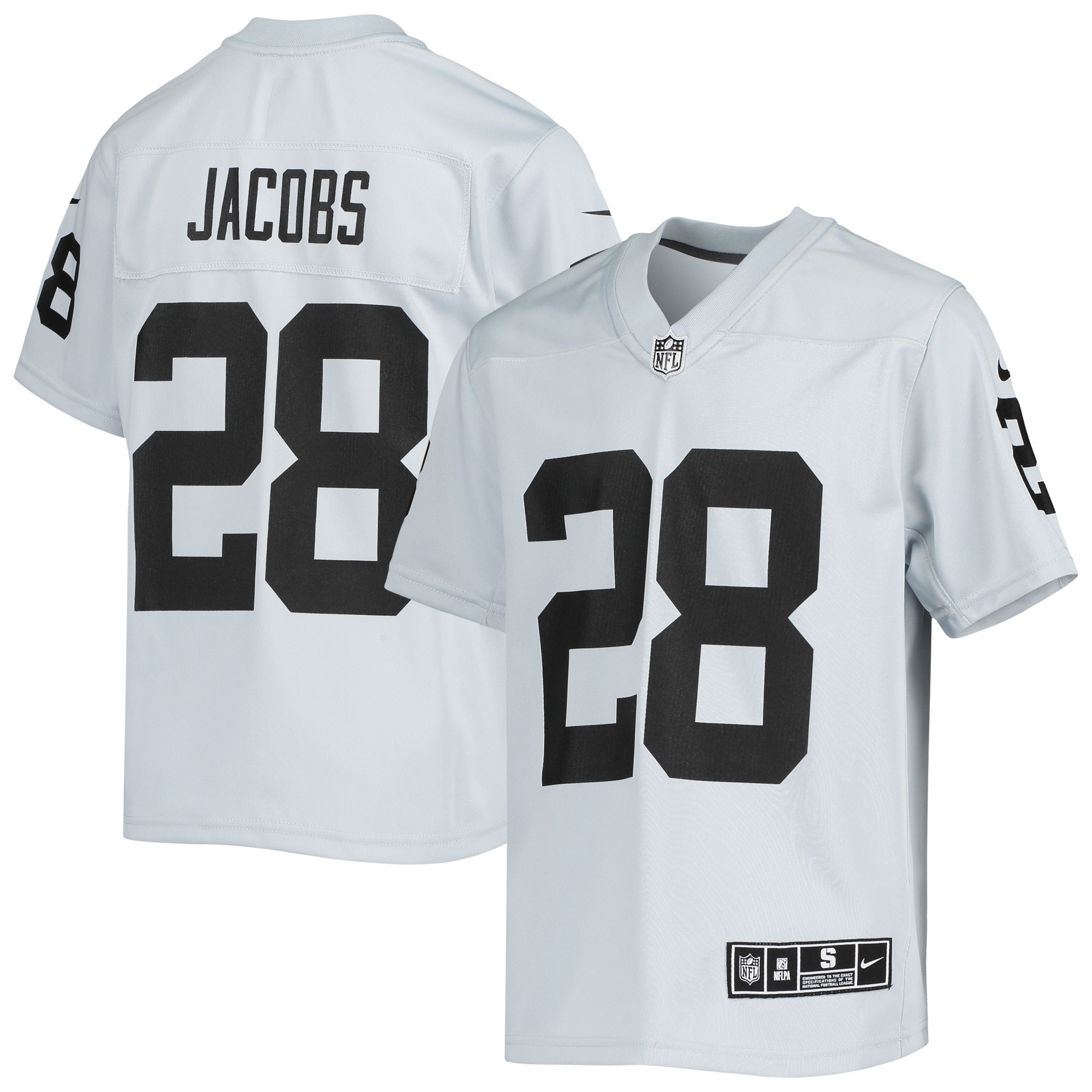 Las Vegas Raiders Josh Jacobs Silver Inverted Team Game NFL Jersey Youth