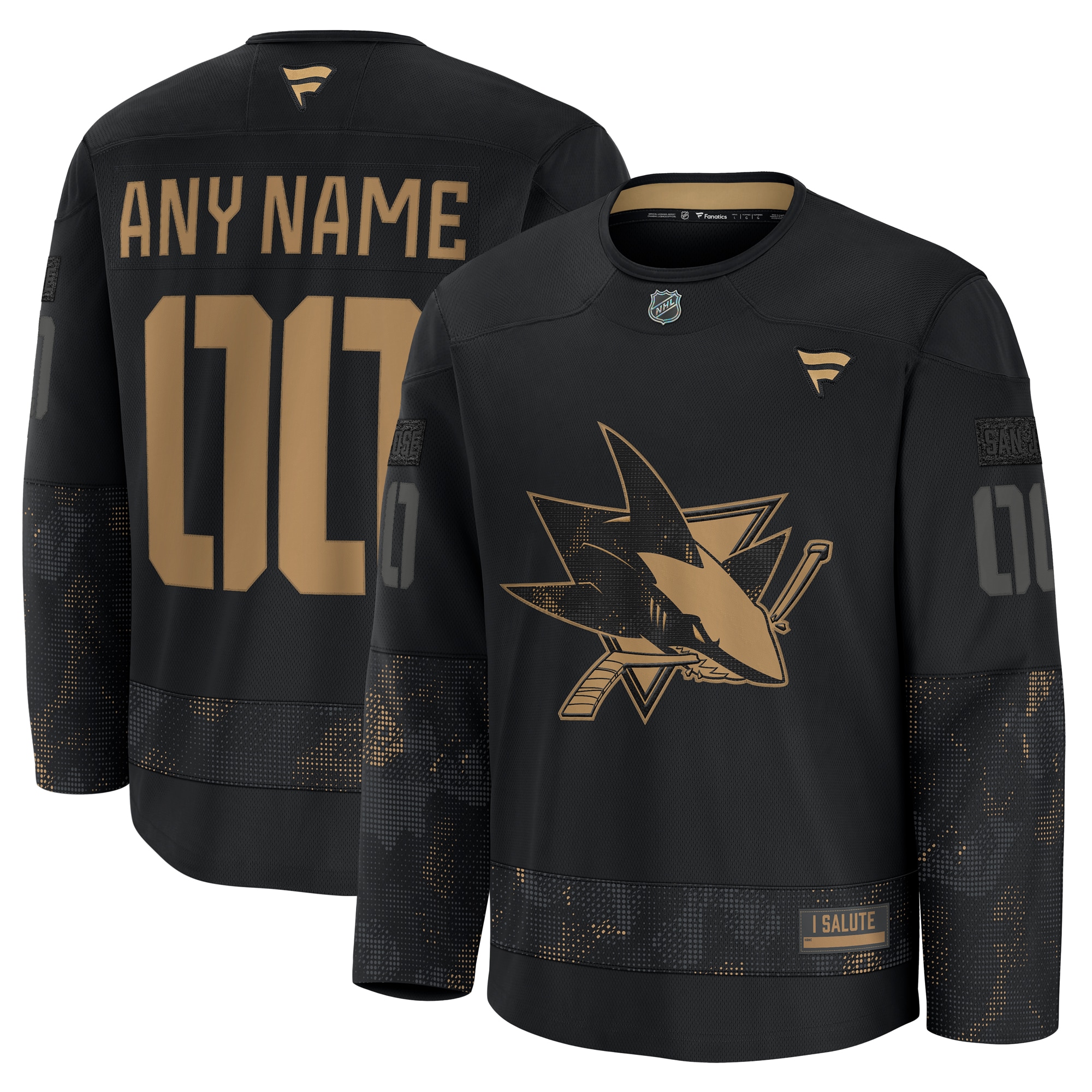 San Jose Sharks Black 2024 Military Appreciation Custom Practice NHL Jersey Men's