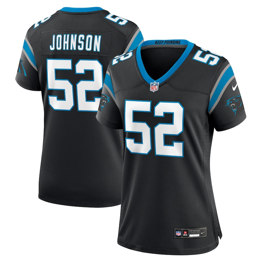 DJ Johnson 52 Carolina Panthers Game Black NFL Jersey Women's
