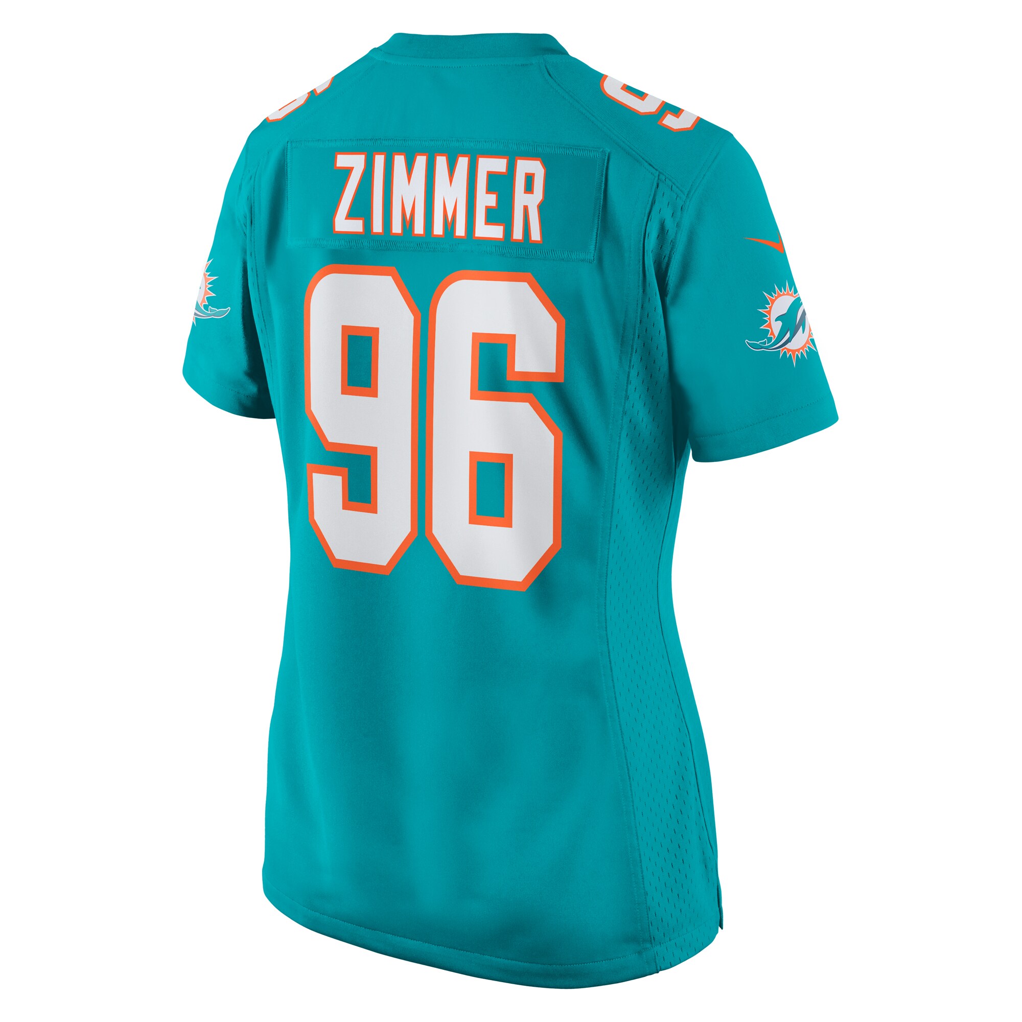 Miami Dolphins Justin Zimmer Aqua Home Game Player NFL Jersey Women's