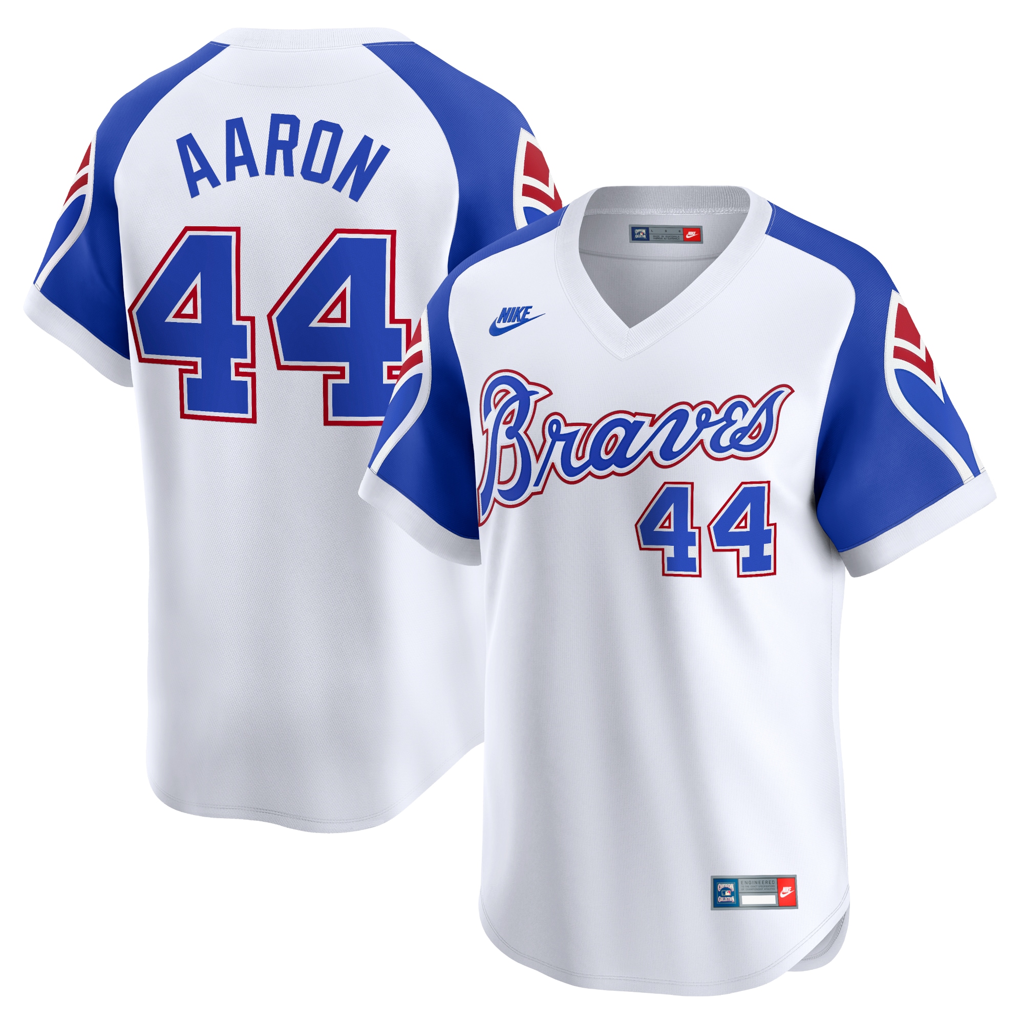 Atlanta Braves Hank Aaron White Throwback Cooperstown Limited MLB Jersey Men's