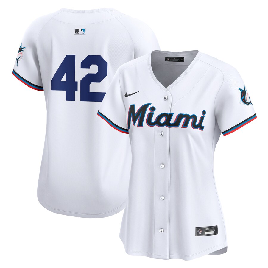 Miami Marlins Women's 2024 Jackie Robinson Day Home Limited Jersey White