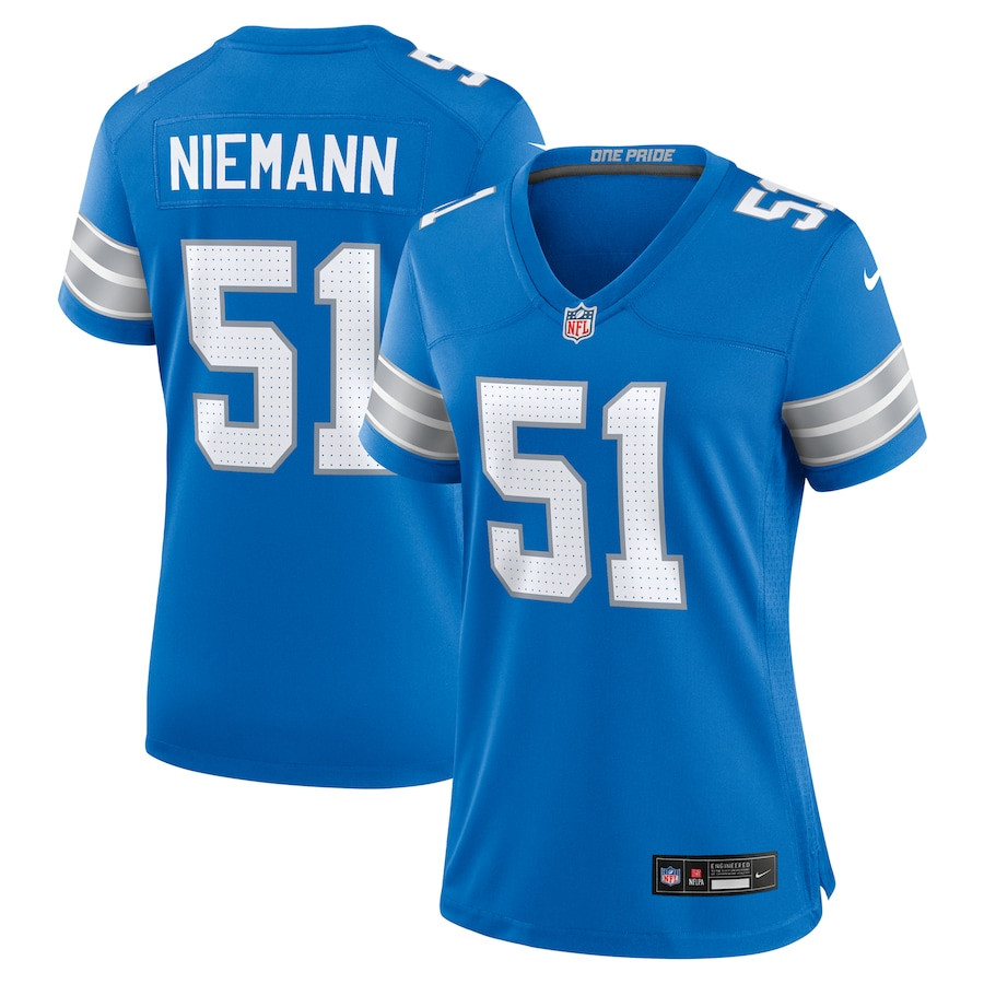 Ben Niemann 51 Detroit Lions Team Game Blue NFL Jersey Women's