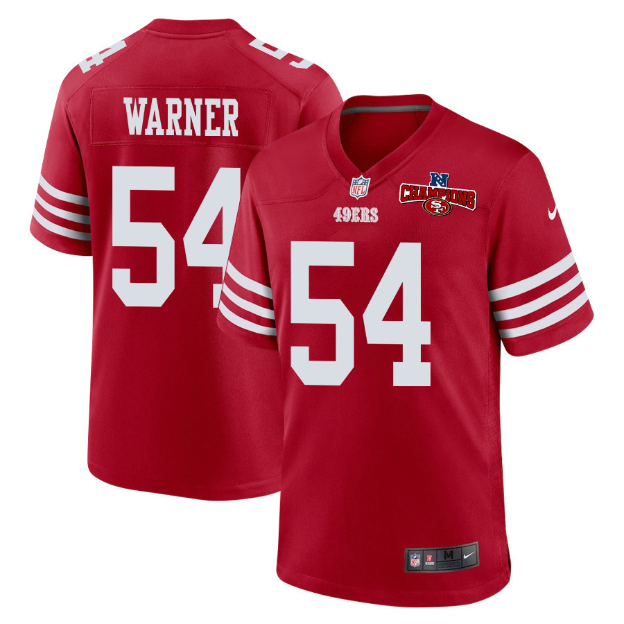 Fred Warner 54 San Francisco 49ers NFC Champions Patch Game Scarlet NFL Jersey Men's