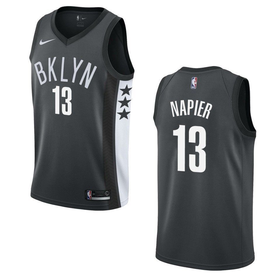 Brooklyn Nets 13 Shabazz Napier Statement Swingman Black NBA Jersey Men's