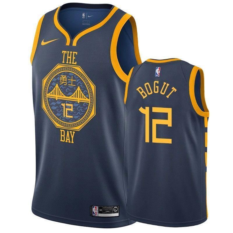 Golden State Warriors Andrew Bogut 12 City Navy NBA Jersey Men's