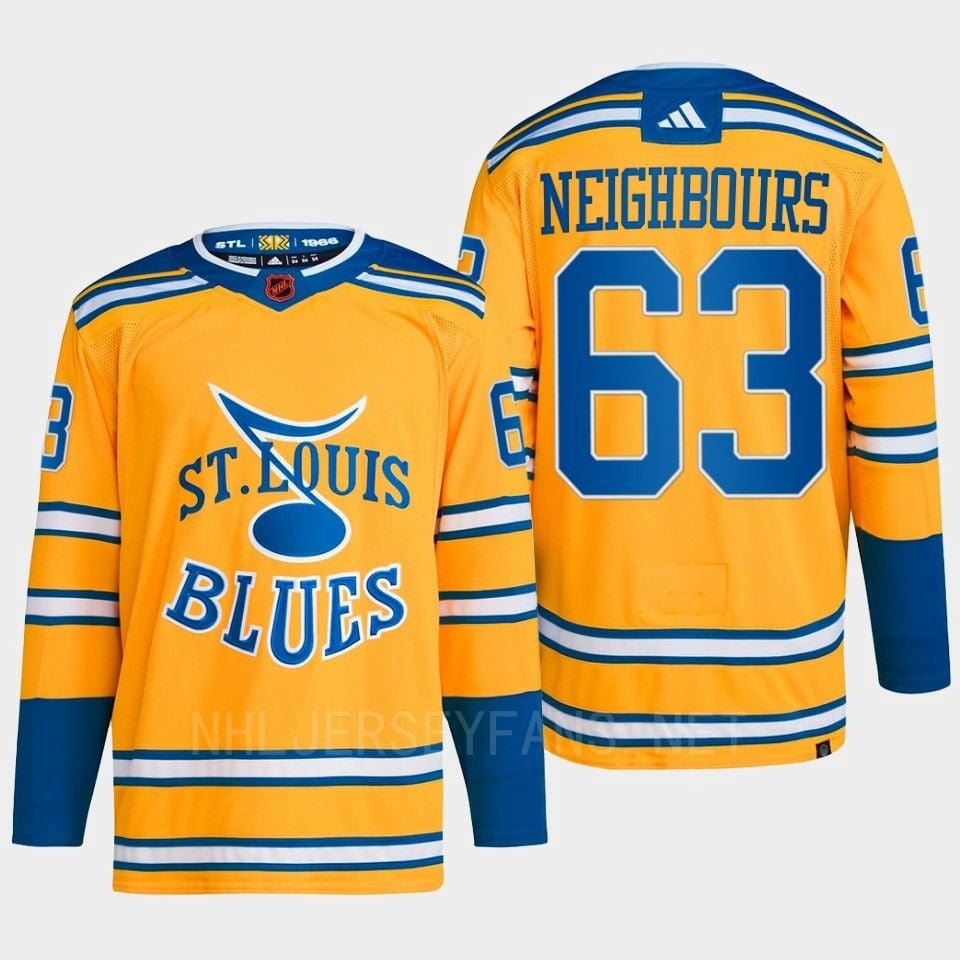 Jake Neighbours 63 Reverse Retro 2.0 2022 St. Louis Blues Yellow Primegreen NHL Jersey Men's