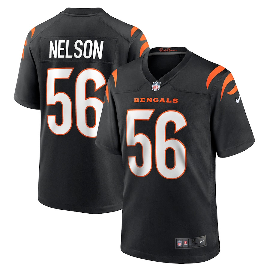 Garrett Nelson 56 Cincinnati Bengals Team Game Black NFL Jersey Men's