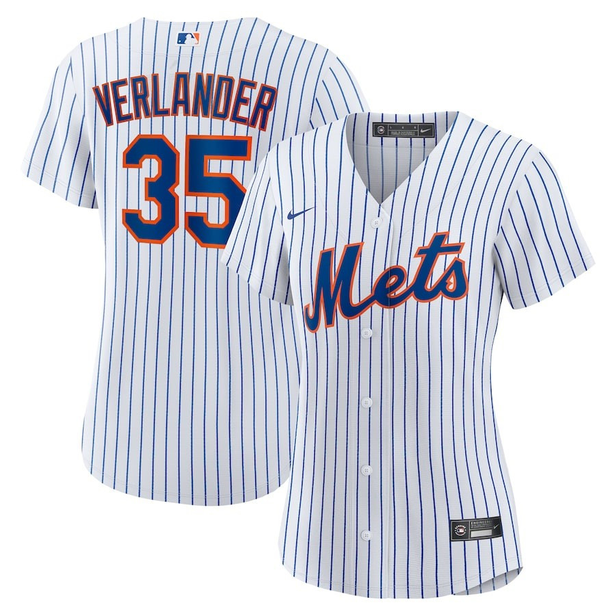Justin Verlander 35 New York Mets Home Player White/Royal MLB Jersey Women's