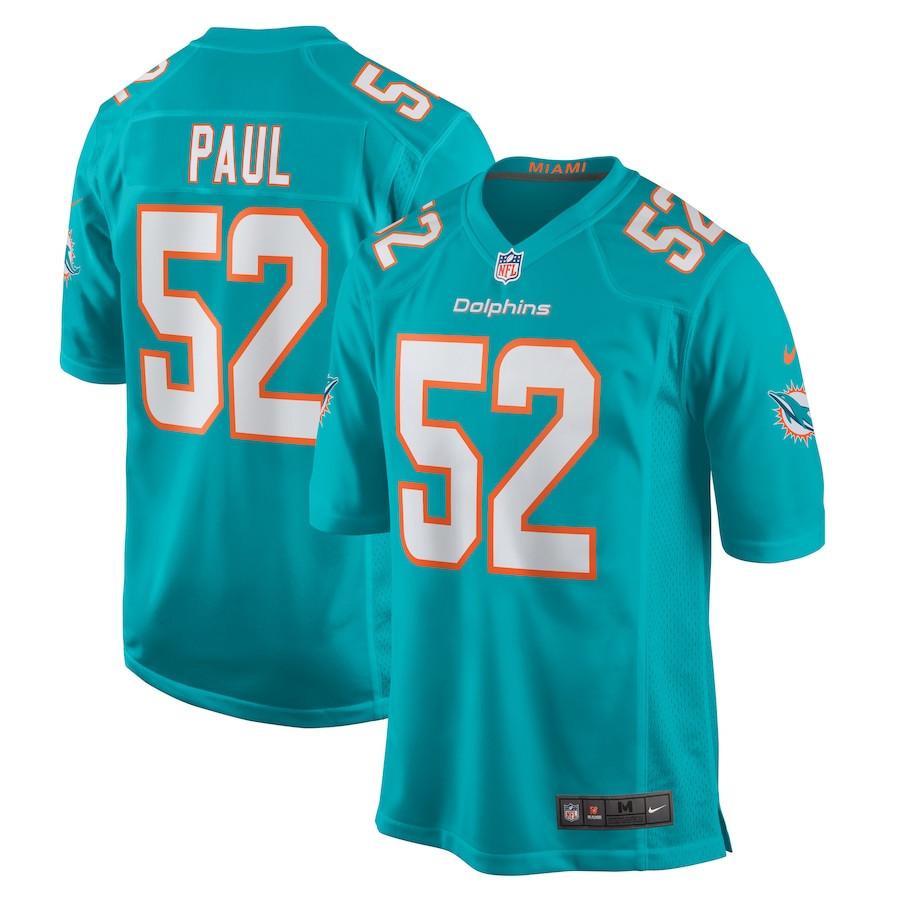Patrick Paul 52 Miami Dolphins Game Aqua NFL Jersey Men's