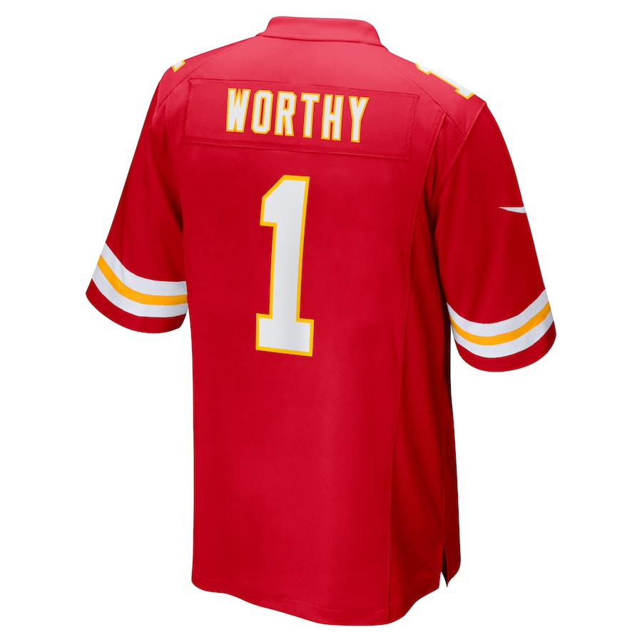 Xavier Worthy 1 Kansas City Chiefs Player Game Red NFL Jersey Men's