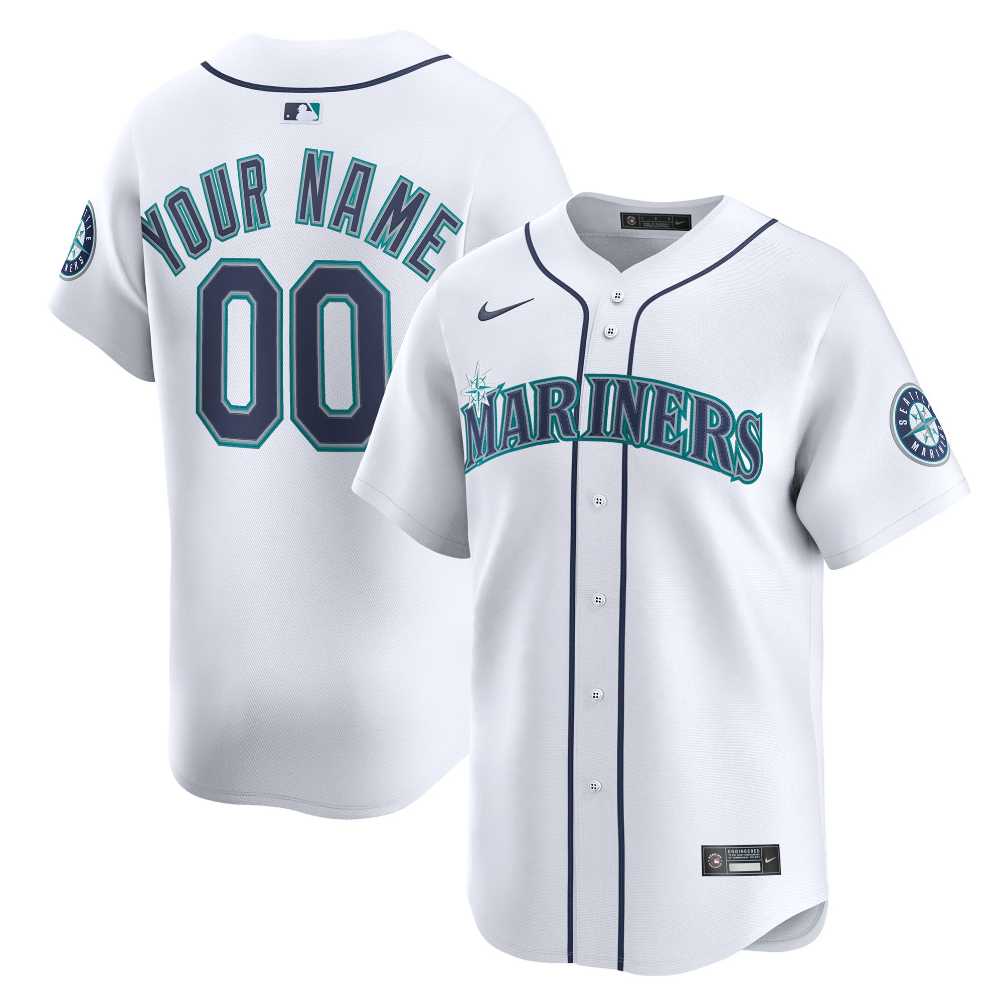 Seattle Mariners White Home Limited Custom MLB Jersey Men's