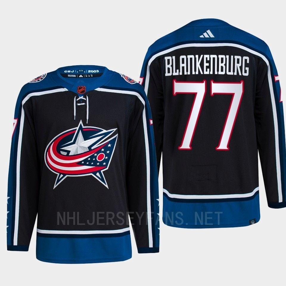 Nick Blankenburg 77 Reverse Retro 2.0 2022 Columbus Blue Jackets Navy Primegreen NHL Jersey Men's