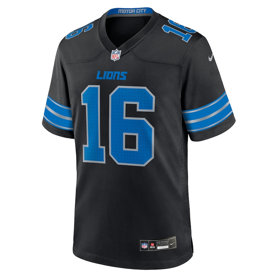 Jared Goff 16 Detroit Lions 2nd Alternate Game Black, Men NFL Jersey Men's