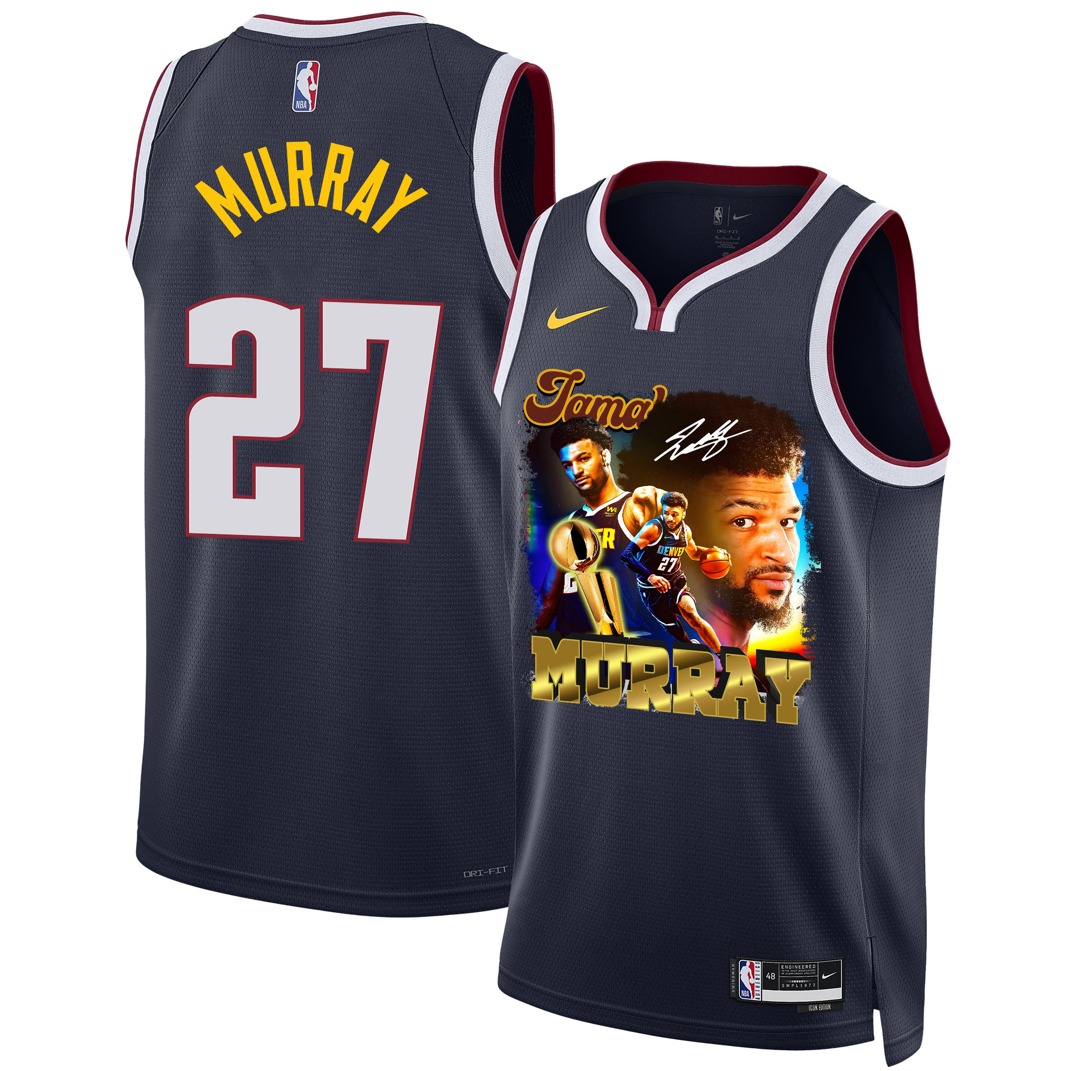 Jamal Murray 27 Denver Nuggets Exciting Guard 2023 Champions Swingman Black NBA Jersey Men's