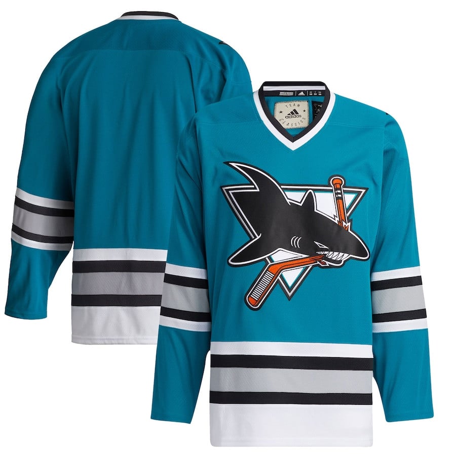 San Jose Sharks Team Classics Blank Teal NHL Jersey Men's