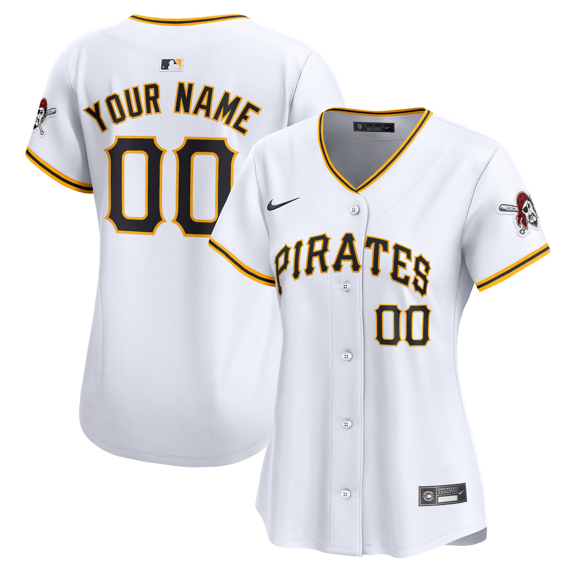 Pittsburgh Pirates White Home Limited Custom MLB Jersey Women's