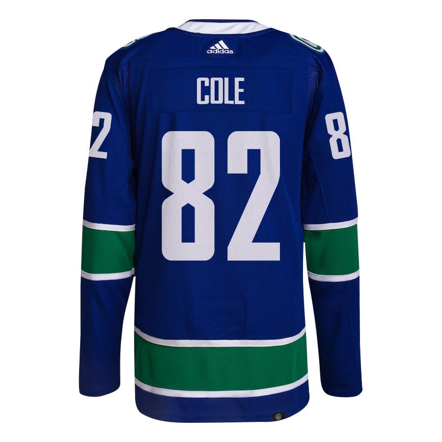 Ian Cole 82 Vancouver Canucks 2024 Playoffs Patch Home Blue NHL Jersey Men's