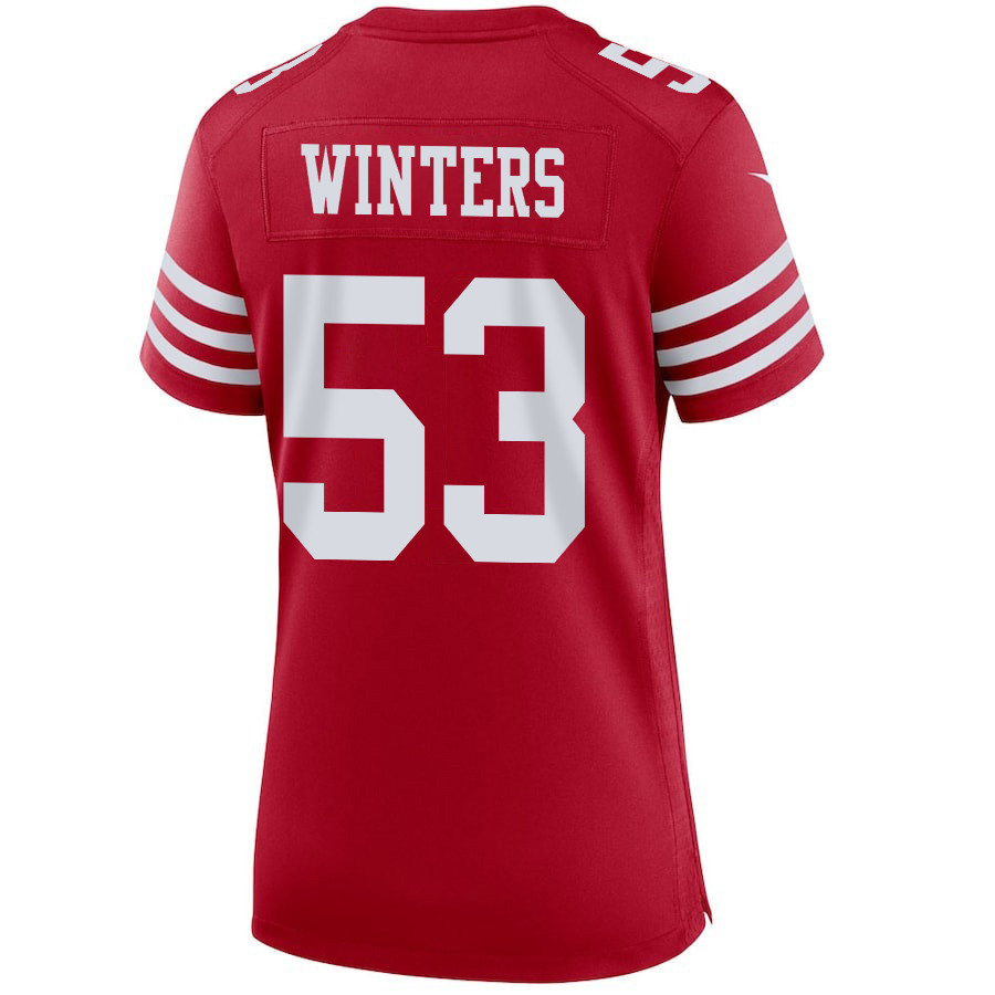 Dee Winters 53 San Francisco 49ers Super Bowl LVIII Patch Game Scarlet NFL Jersey Women's