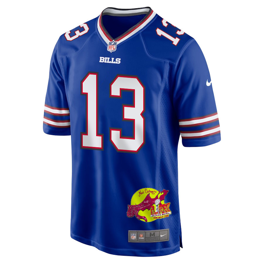Mack Hollins 13 Buffalo Bills Super Bowl LIX New Orleans Patch Game Royal NFL Jersey Men's