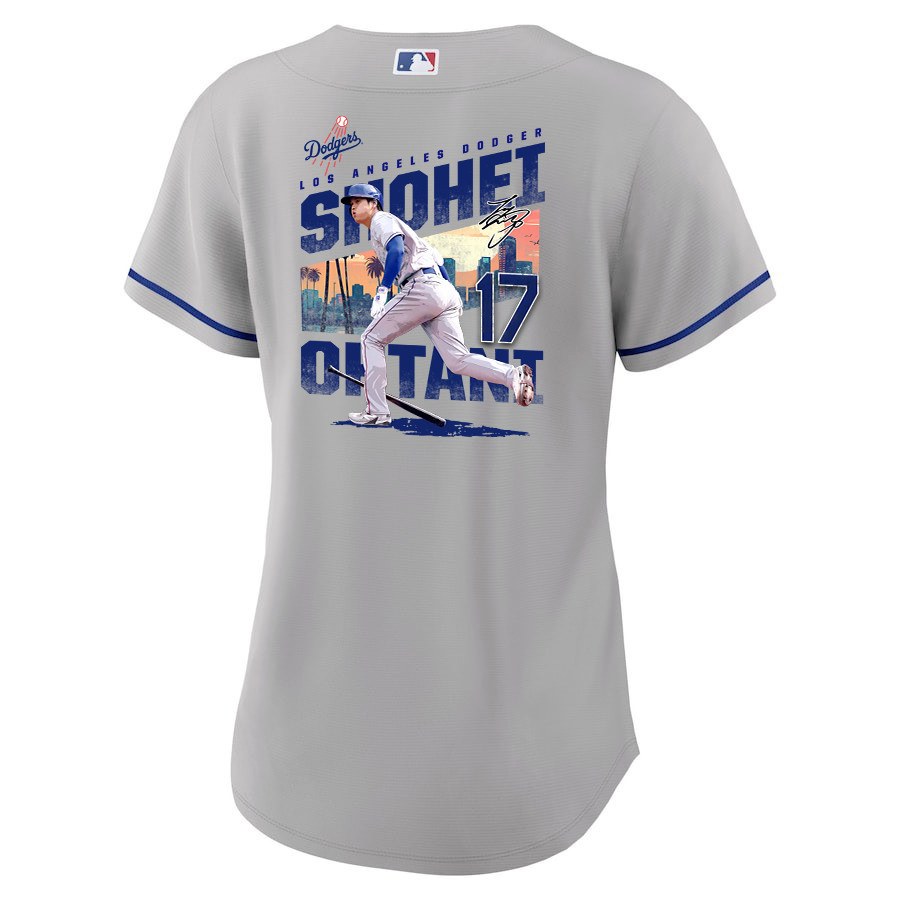 Shohei Ohtani 17 Los Angeles Dodgers Signed Homerun 2023 Road Gray MLB Jersey Women's