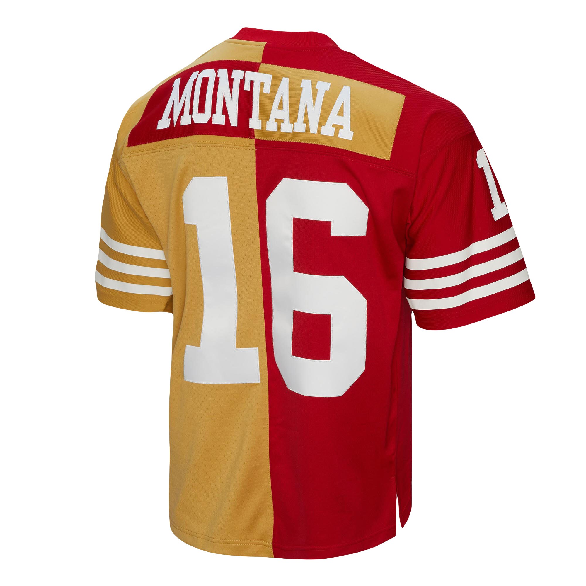 San Francisco 49ers Joe Montana Mitchell Ness Scarlet/Gold 1990 Split Legacy NFL Jersey Men's
