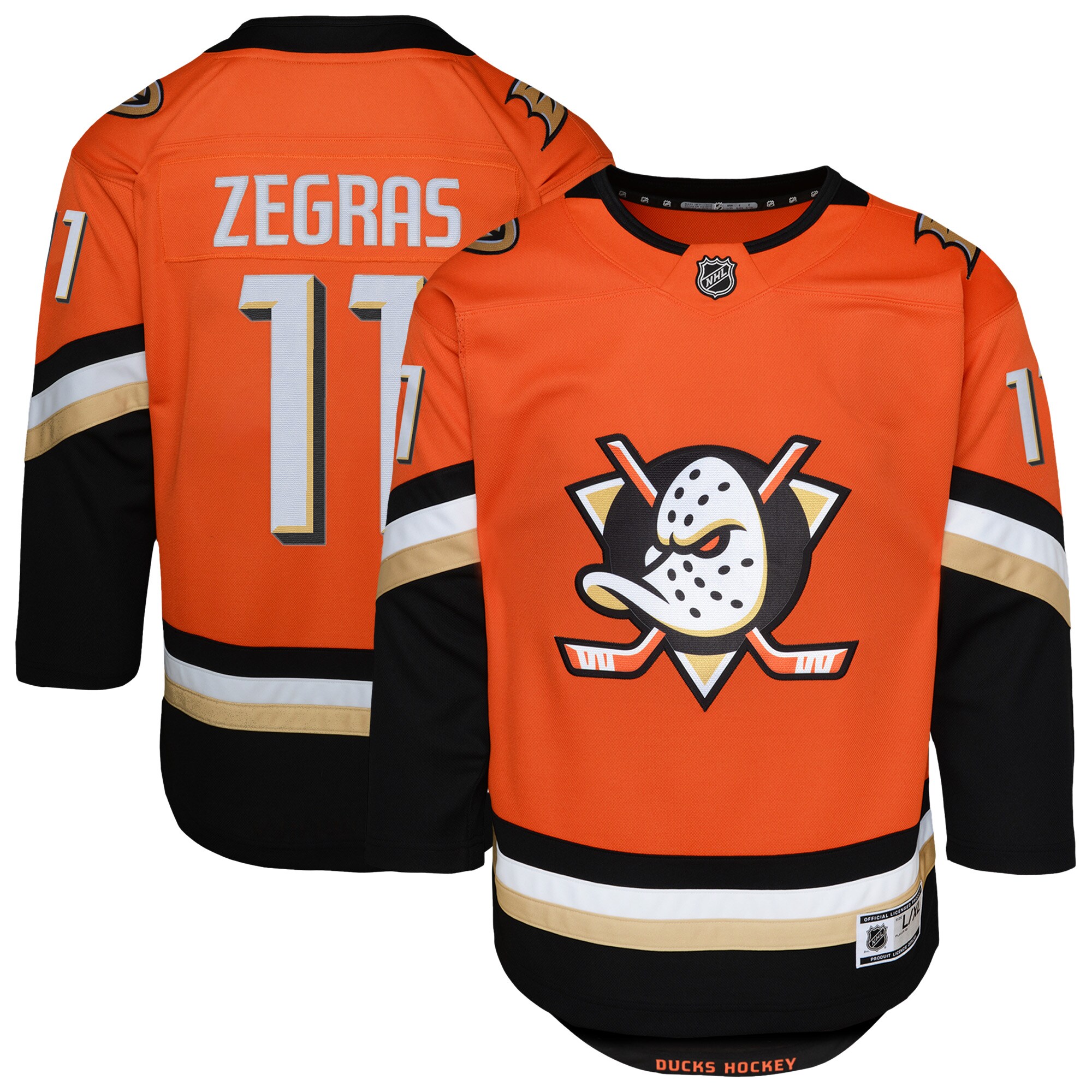 Anaheim Ducks Trevor Zegras Orange Premier Player NHL Jersey Youth