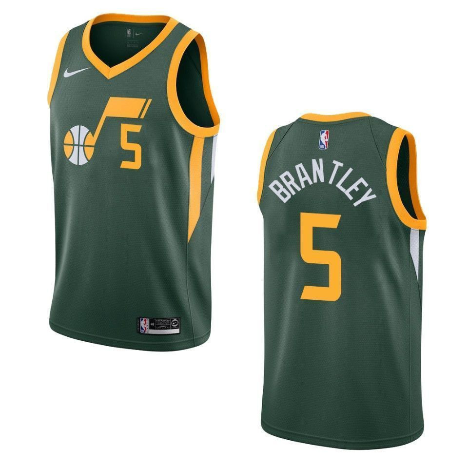 Utah Jazz 5 Jarrell Brantley Earned Swingman Green NBA Jersey Men's