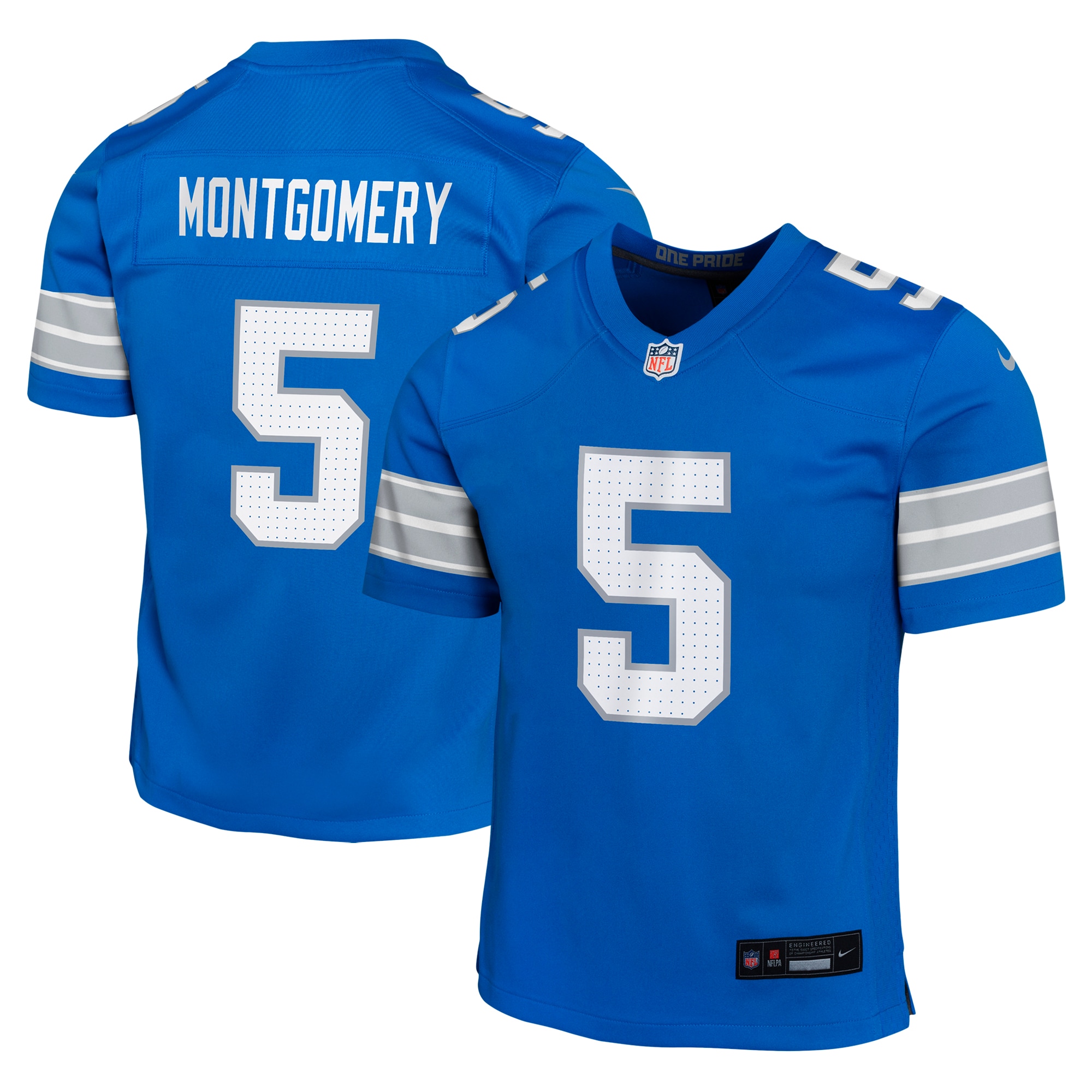 Detroit Lions David Montgomery Blue Team Player Game NFL Jersey Youth