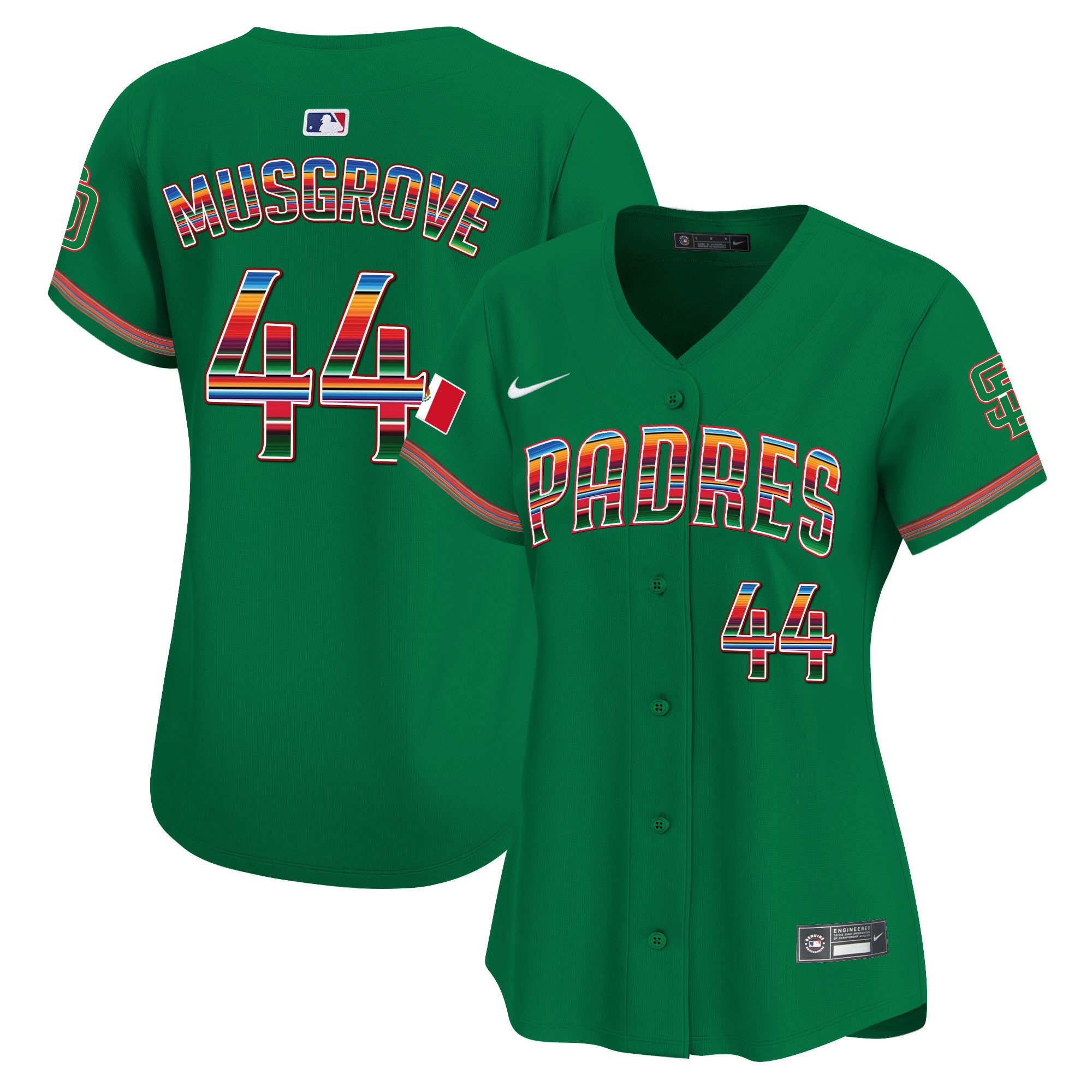 Joe Musgrove 44 San Diego Padres Mexico Green MLB Jersey Women's