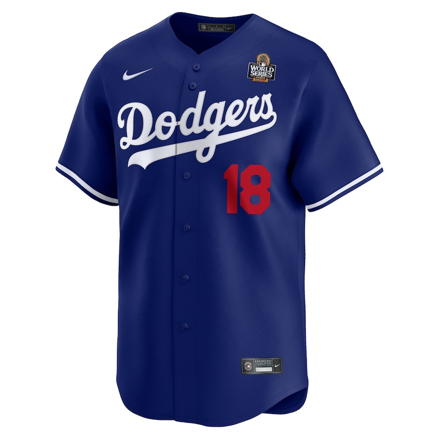 Yoshinobu Yamamoto 18 Los Angeles Dodgers 2024 World Series Home Limited Player Royal MLB Jersey Men's