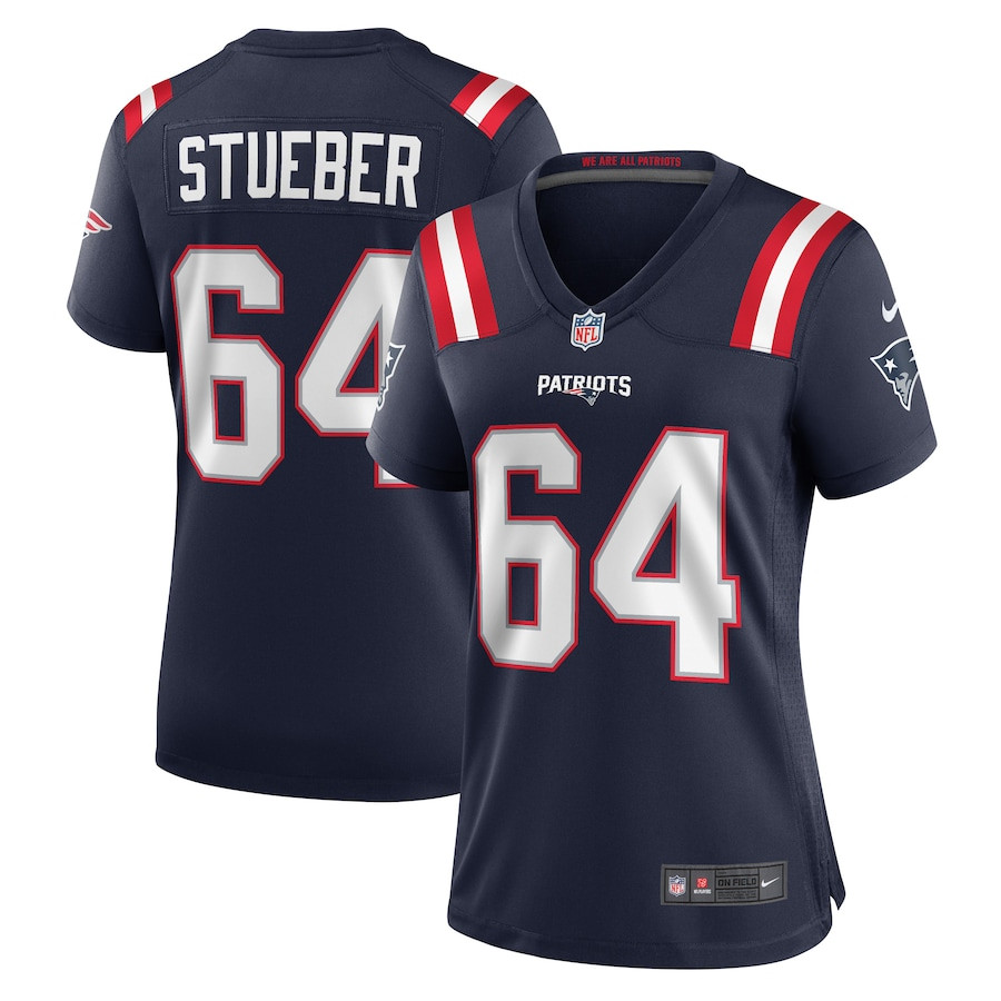 Andrew Stueber 64 New England Patriots Game Navy NFL Jersey Women's