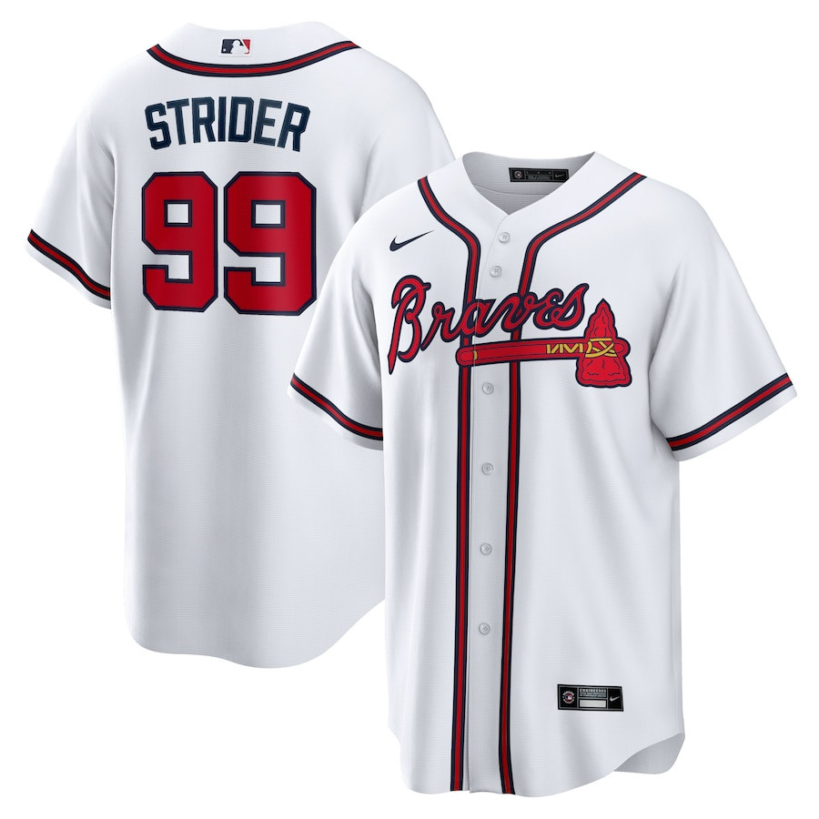 Spencer Strider 99 Atlanta Braves White MLB Jersey Men's