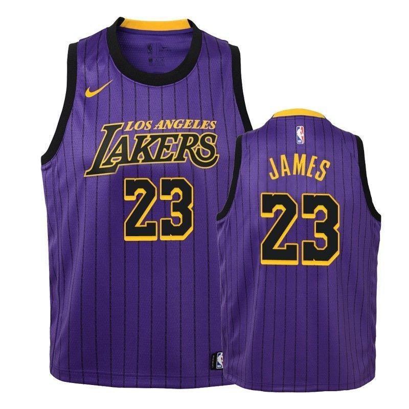 Los Angeles Lakers Lebron James 23 City Purple NBA Jersey Youth