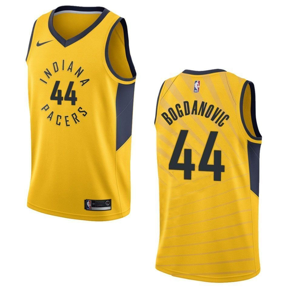 Indiana Pacers 44 Bojan Bogdanovic Statement Swingman Gold NBA Jersey Men's