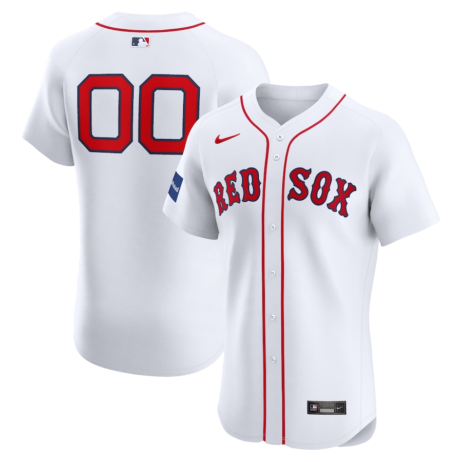 Boston Red Sox Home Elite Custom Patch Jersey White