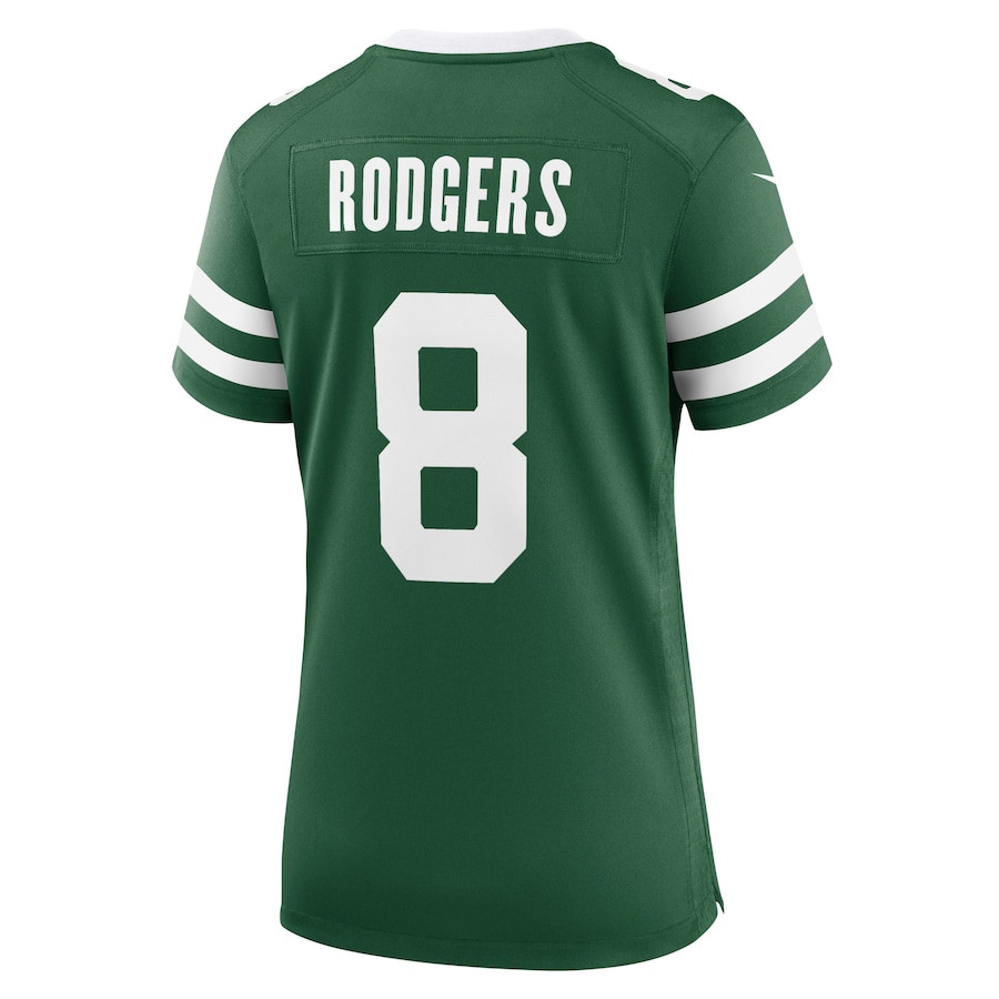 Aaron Rodgers 8 New York Jets Game Legacy Green NFL Jersey Women's