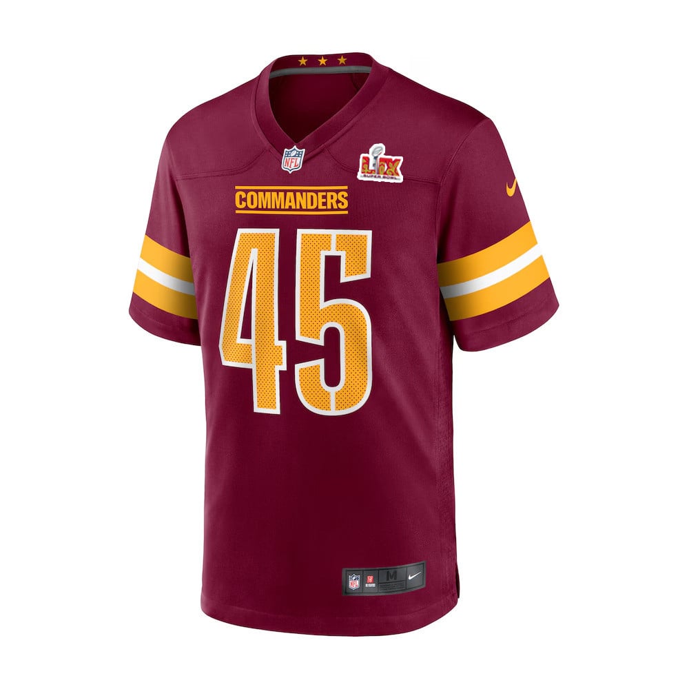 Dominique Hampton #45 Washington Commanders Super Bowl LIX Burgundy NFL Jersey Men's