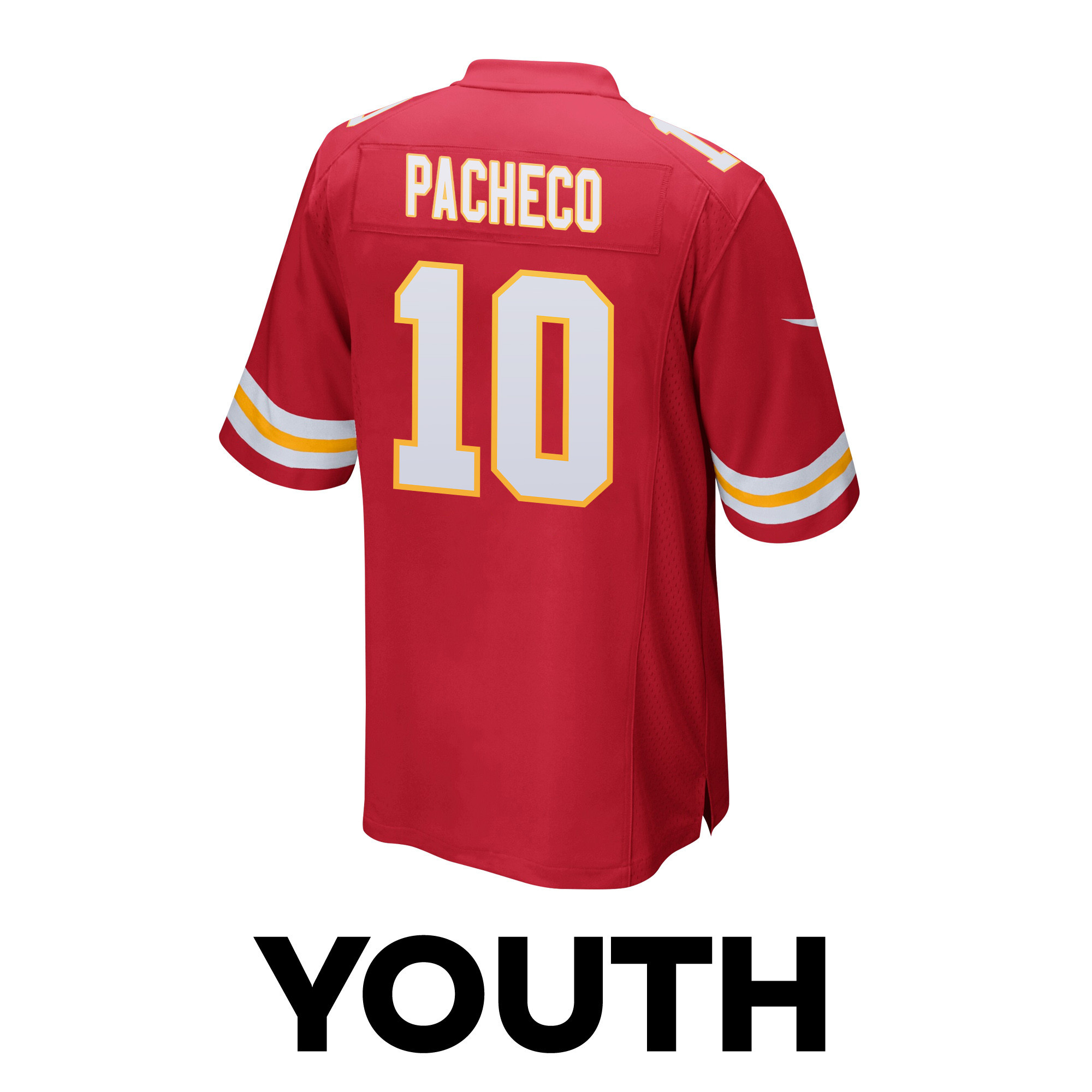 Isiah Pacheco 10 Kansas City Chiefs Super Bowl LVIII Champions 4X Game Red NFL Jersey Youth