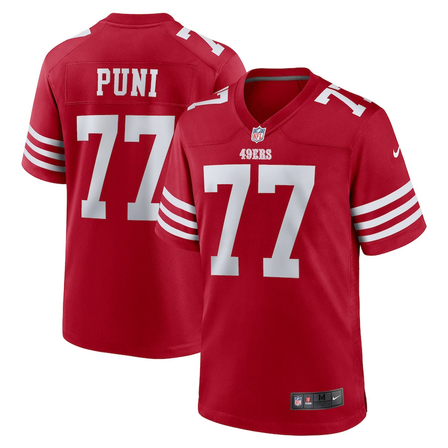 Dominick Puni 77 San Francisco 49ers Team Game Scarlet NFL Jersey Men's