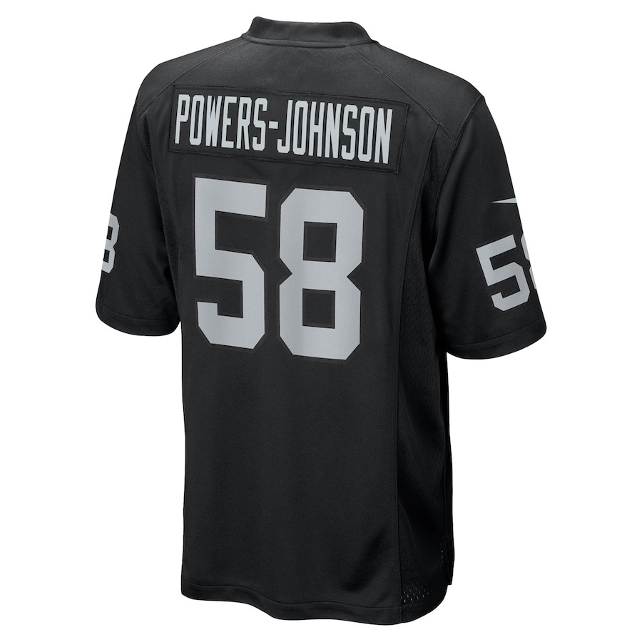Jackson Powers-Johnson 58 Las Vegas Raiders Team Game Black NFL Jersey Men's