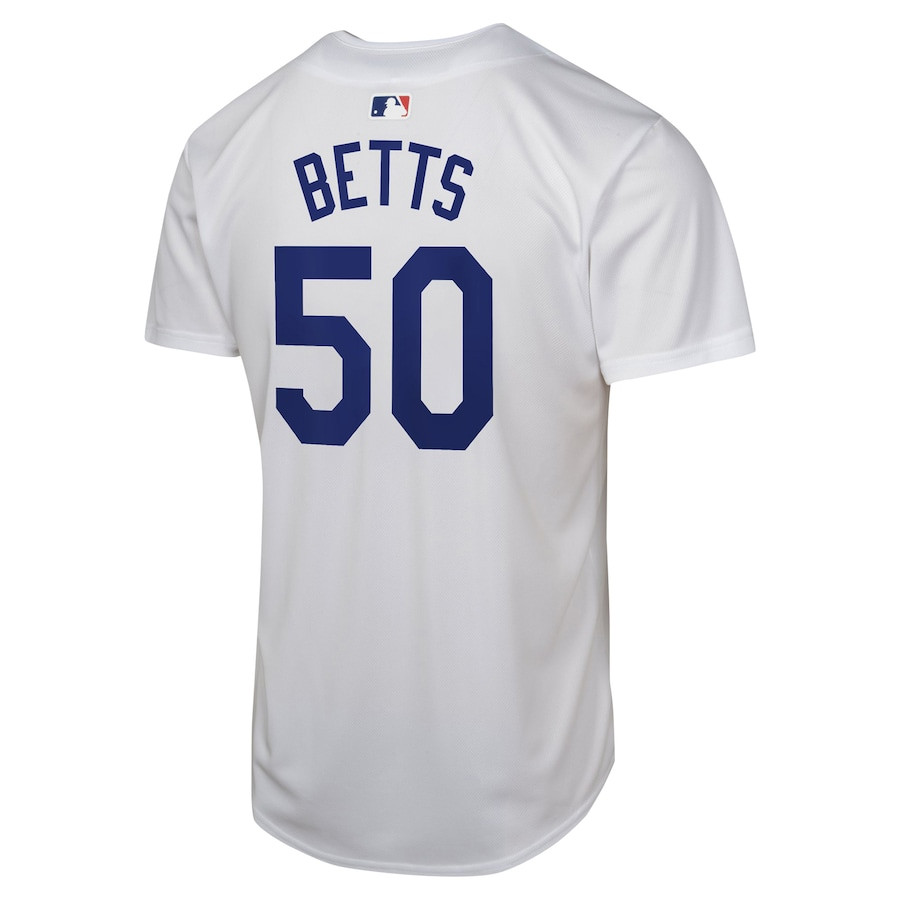 Mookie Betts 50 Los Angeles Dodgers Home Game Player White MLB Jersey Youth