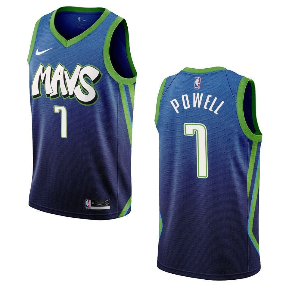 Dallas Mavericks 7 Dwight Powell City Edition Swingman Blue NBA Jersey Men's